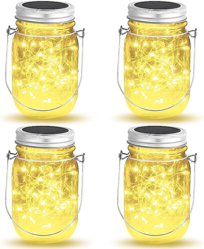 4 Pack Solar Mason Jar Lights, OxyLED 40 LED Fairy Lights Solar Powered with Jars and Hangers, Wa... | Amazon (CA)