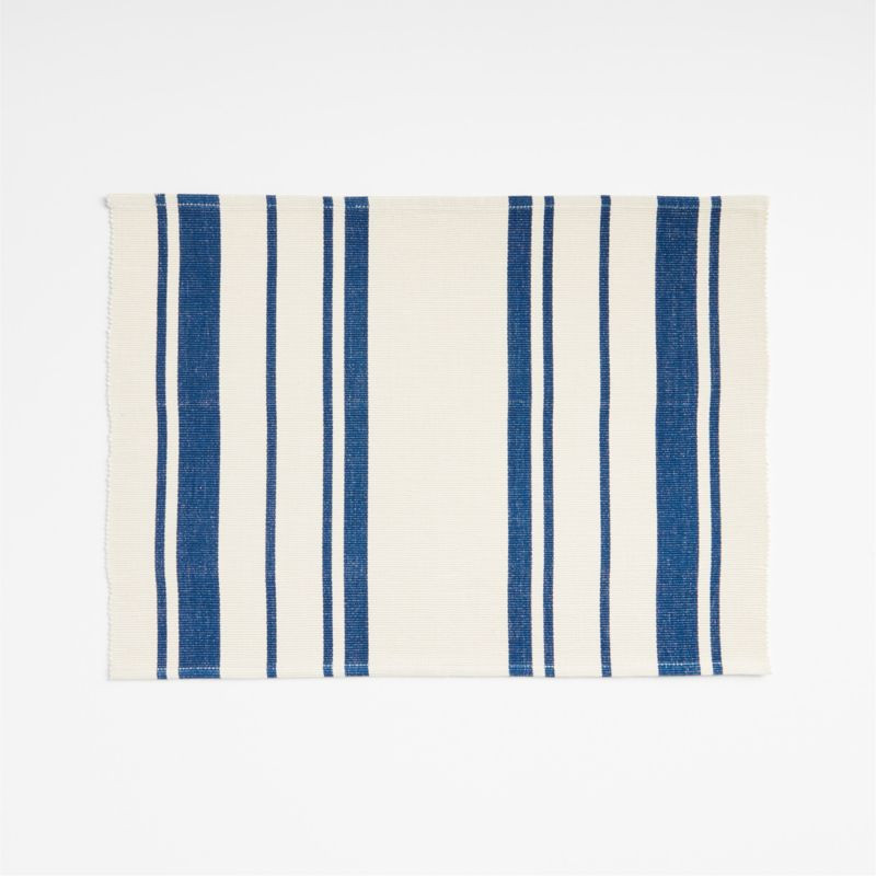 Kikoi Indigo Stripe Cotton Placemat + Reviews | Crate & Barrel | Crate & Barrel
