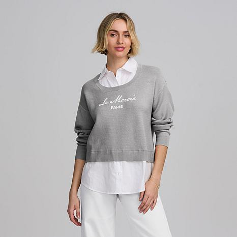 Elle Get the Look Twofer Mixed Media Sweater | HSN