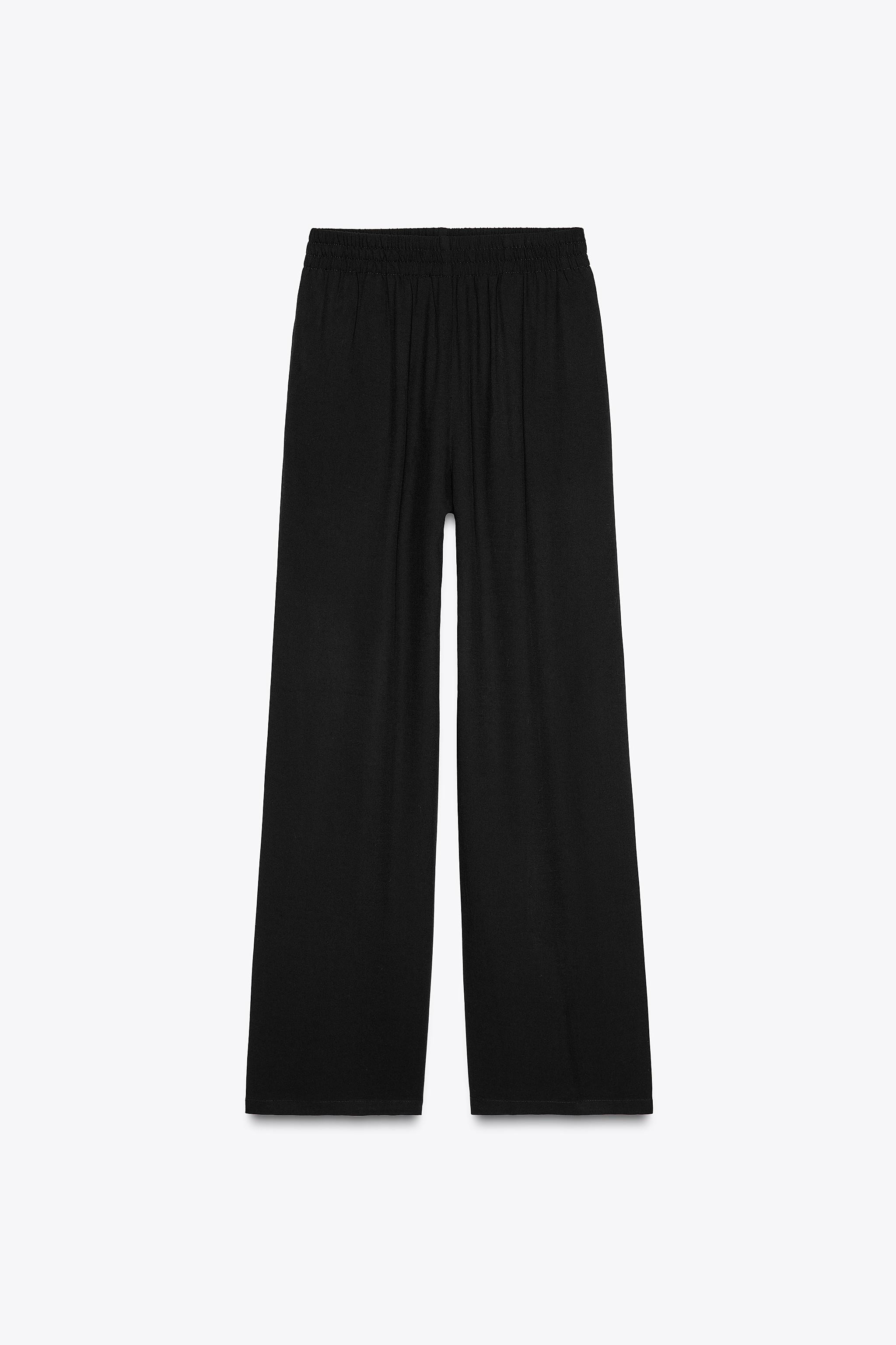 ELASTIC WAIST WIDE LEG PANTS | Zara US