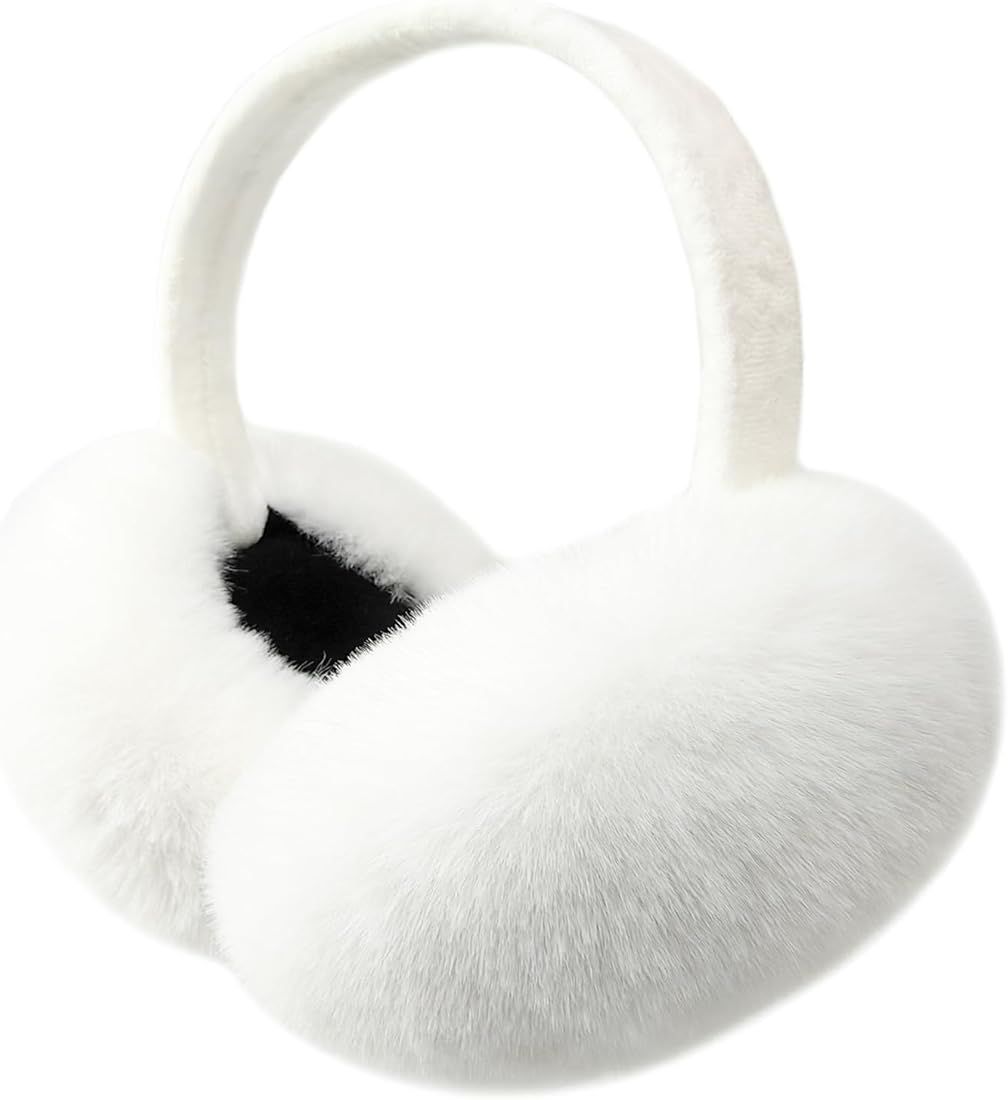 LCXSHYE Winter Ear muffs Faux Fur Warm Earmuffs Cute Foldable Outdoor Ear Warmers For Women Girls | Amazon (US)