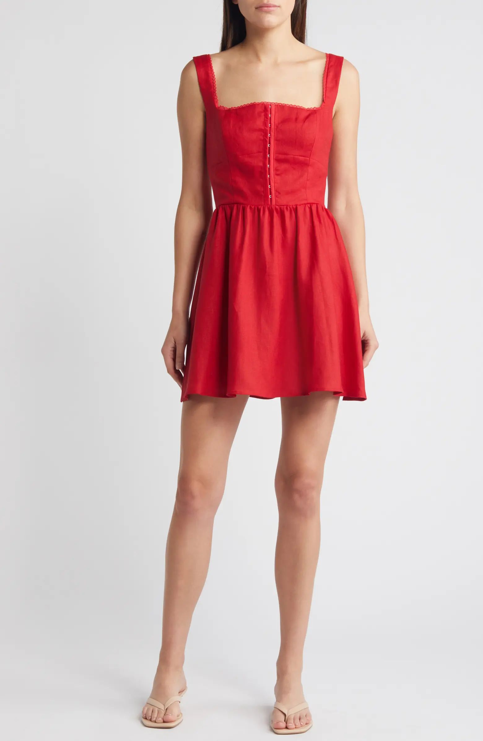 Reformation Sheri Fit & Flare Linen Minidress | Nordstrom | Nordstrom