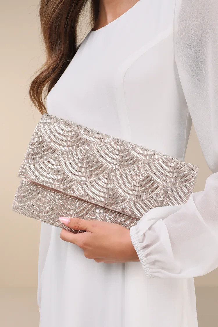 Gehlilah Clear and Blush Beaded Clutch | Lulus