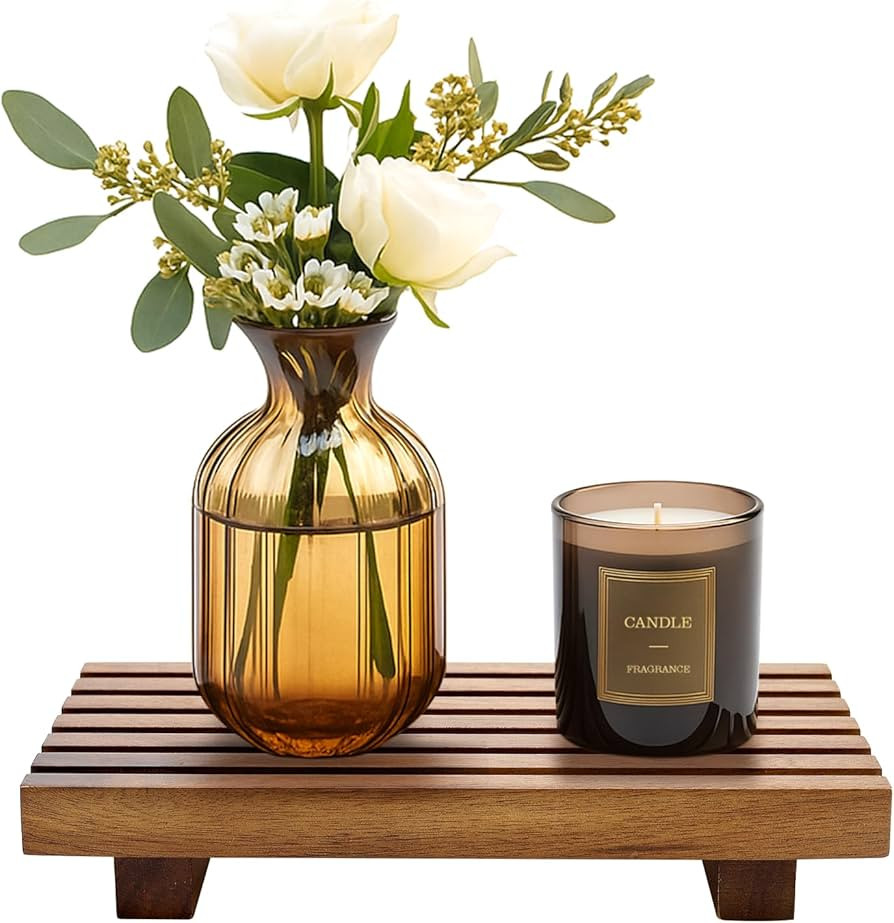 Amazon.com: Acacia Wood Riser for Bathroom Sink Tray Kitchen Counter Decor Trays Pedestal Stand S... | Amazon (US)