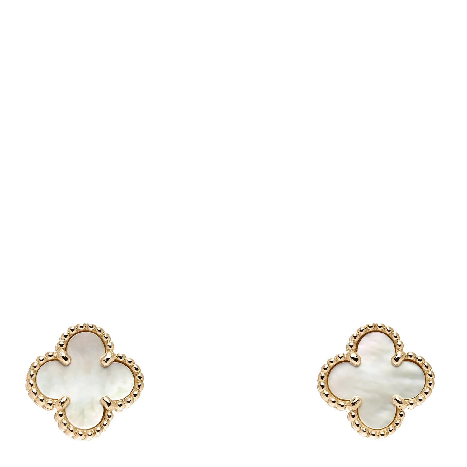 18K Yellow Gold Mother of Pearl Sweet Alhambra Earrings | FASHIONPHILE (US)