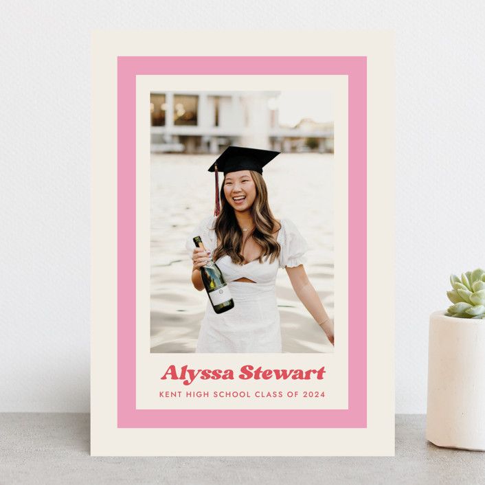 "Nola" - Customizable Graduation Announcements in Pink by Megan Davis. | Minted