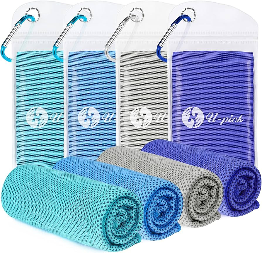 U-pick 4 Packs Cooling Towels (40"x 12"), Microfiber Ice Towel, Instant Cool Neck Rags, Soft Brea... | Amazon (US)