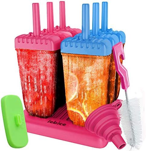 Lebice Popsicle Molds Set - BPA Free - 6 Ice Pop Makers + 1 Extra Silicone Lid + Silicone Funnel ... | Amazon (US)