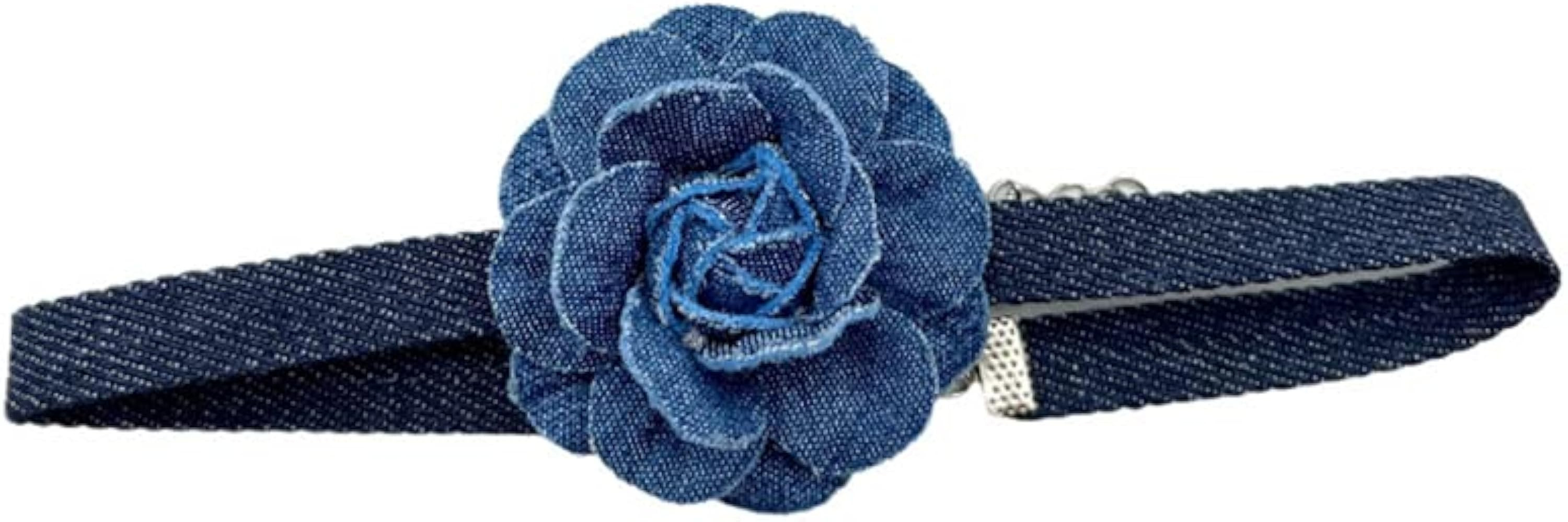 Blue Rose Flower Choker Necklace for Women Girls Blue Velvet Choker Collar Necklace Boho Floral C... | Amazon (US)
