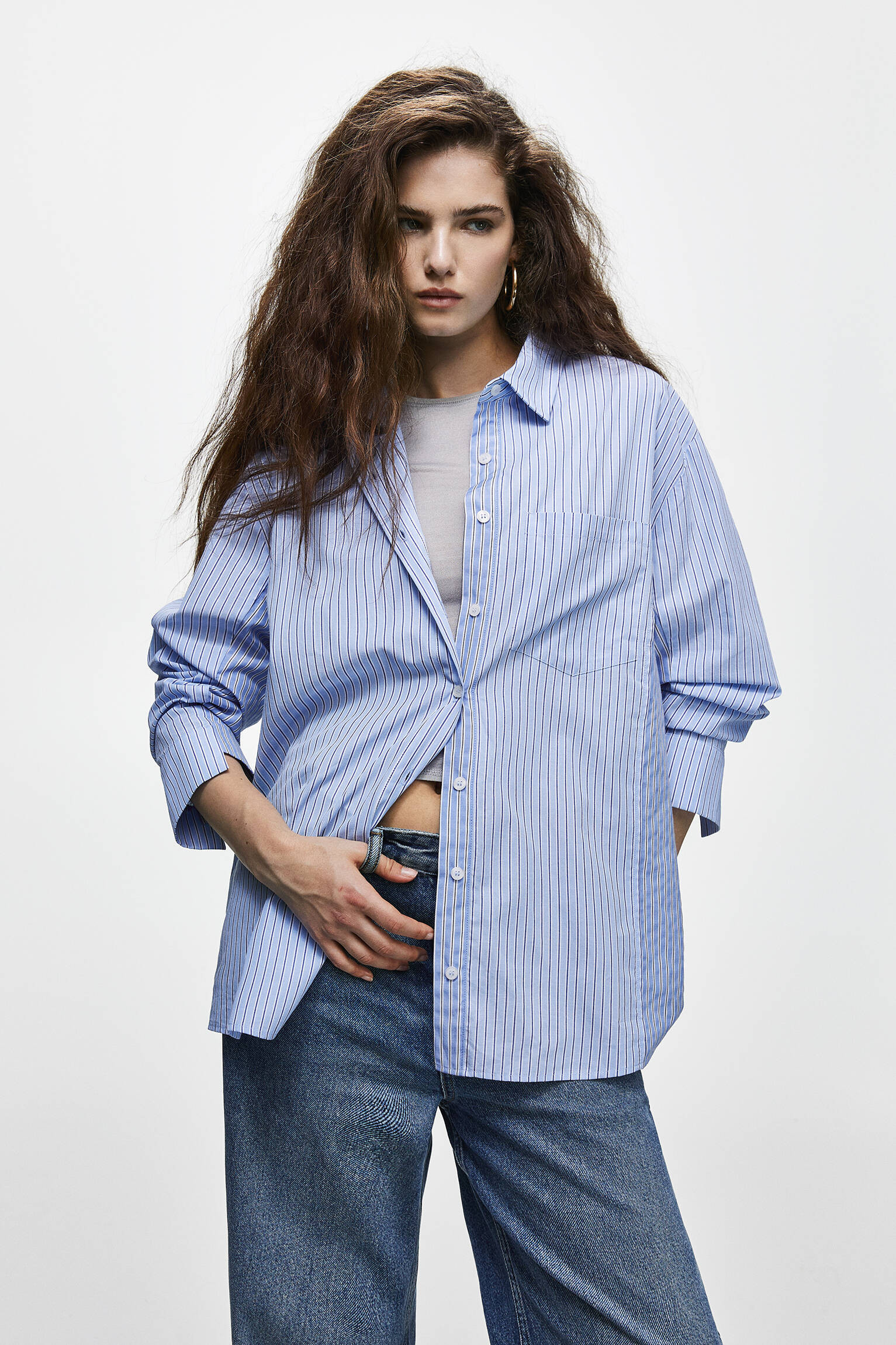 Striped poplin shirt - pull&bear | PULL and BEAR UK