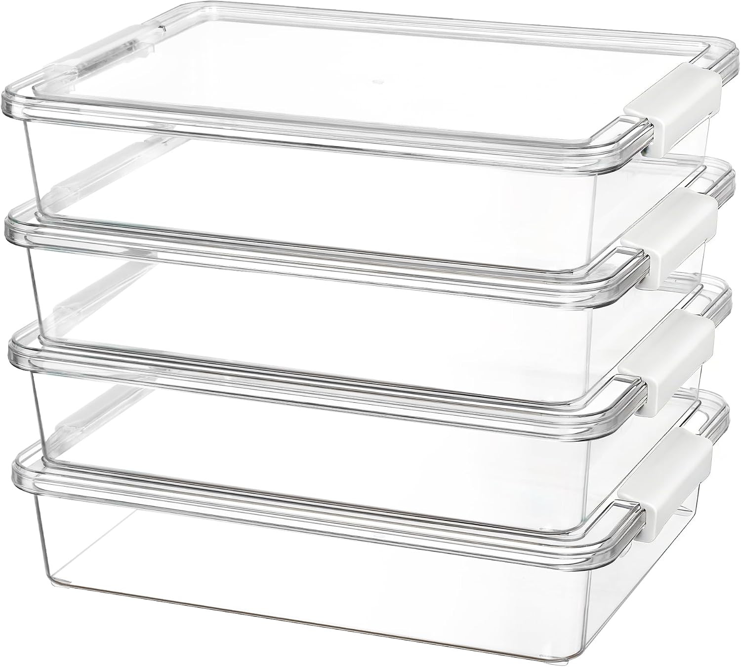 Vtopmart 4 Pack 6 Qt Plastic Storage Bins with Lids, Sensory Bins, White | Amazon (US)
