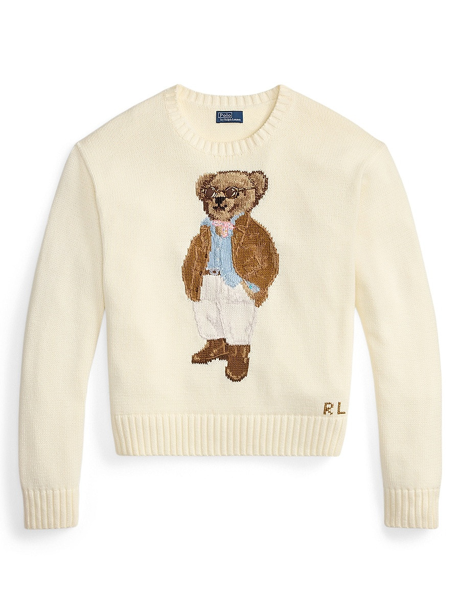 Women's Traveler Bear Cotton Sweater - Parchment Cream - Size Small | Saks Fifth Avenue