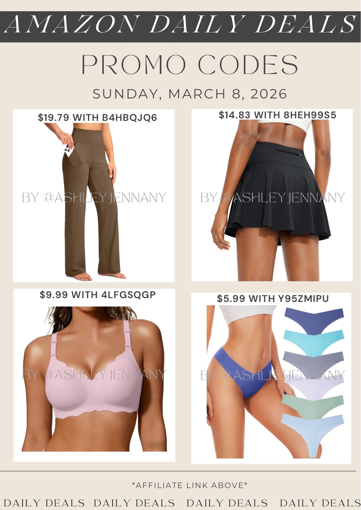 Amazon fashion deals on wide leg, yoga, pants, Pleated tennis skirt, wireless bra, and seamless thong underwear

#LTKMidsize #LTKSaleAlert #LTKSeasonal