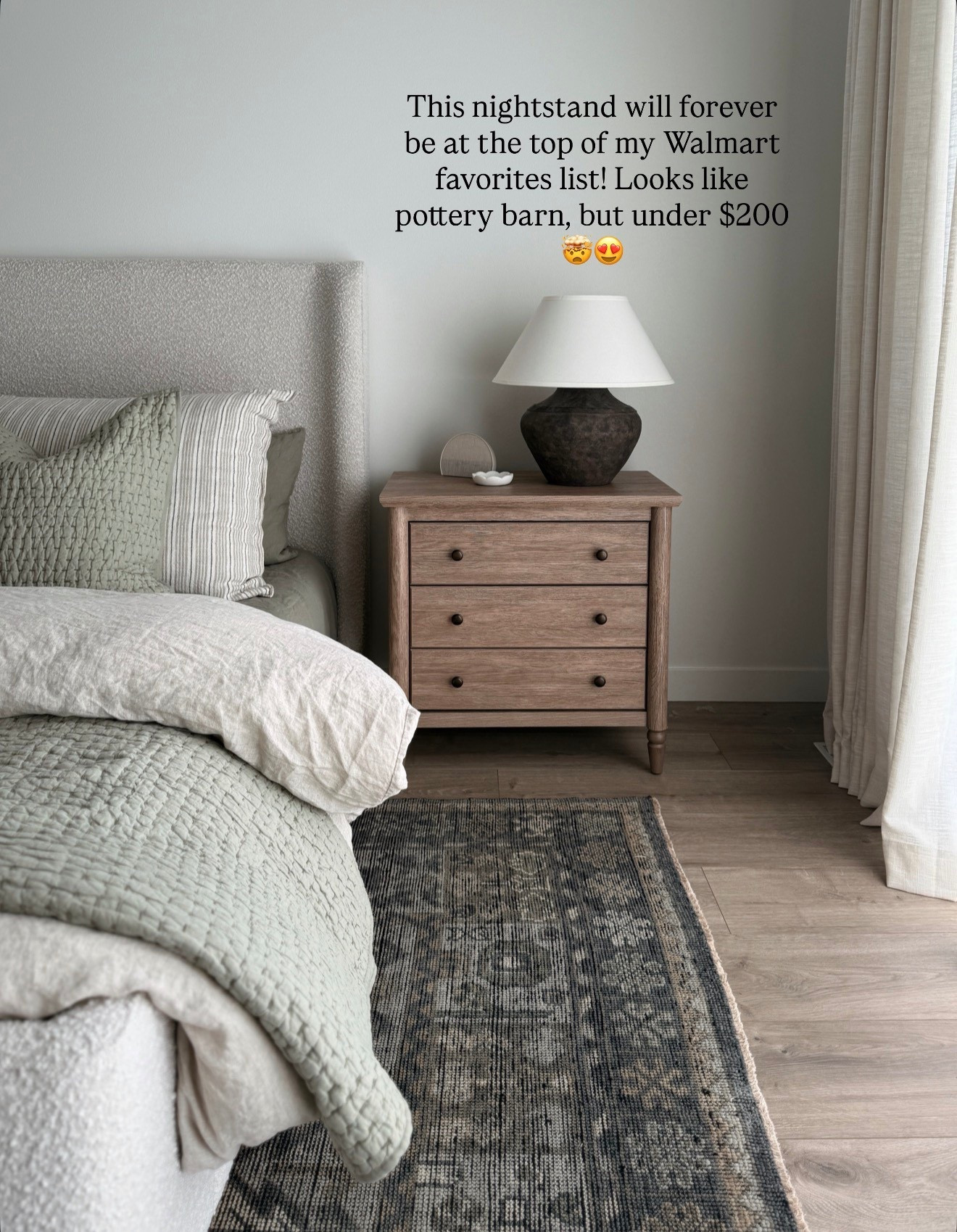 The best Walmart, nightstand! In stock and has two matching dressers. Also available in black.

#LTKHome