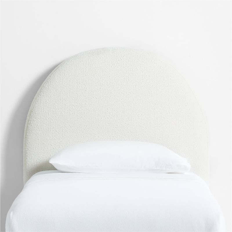 Curved Boucle White Twin Charging Wall-Mounted Headboard | Crate & Barrel | Crate & Barrel