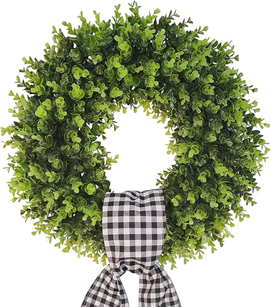 Boxwood Wreaths for Front Door Artificial Green Spring Summer Wreaths Farmhouse Door Hanger,Year ... | Amazon (US)