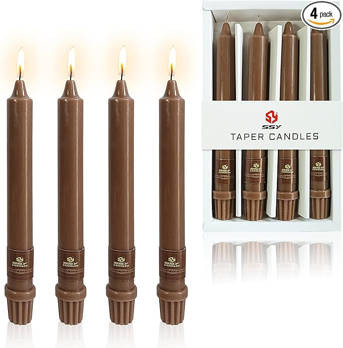 Brown Short Taper Candle 8 Inch Candlesticks Unscented Dripless Tapered Candle Set for Home Decor... | Amazon (US)