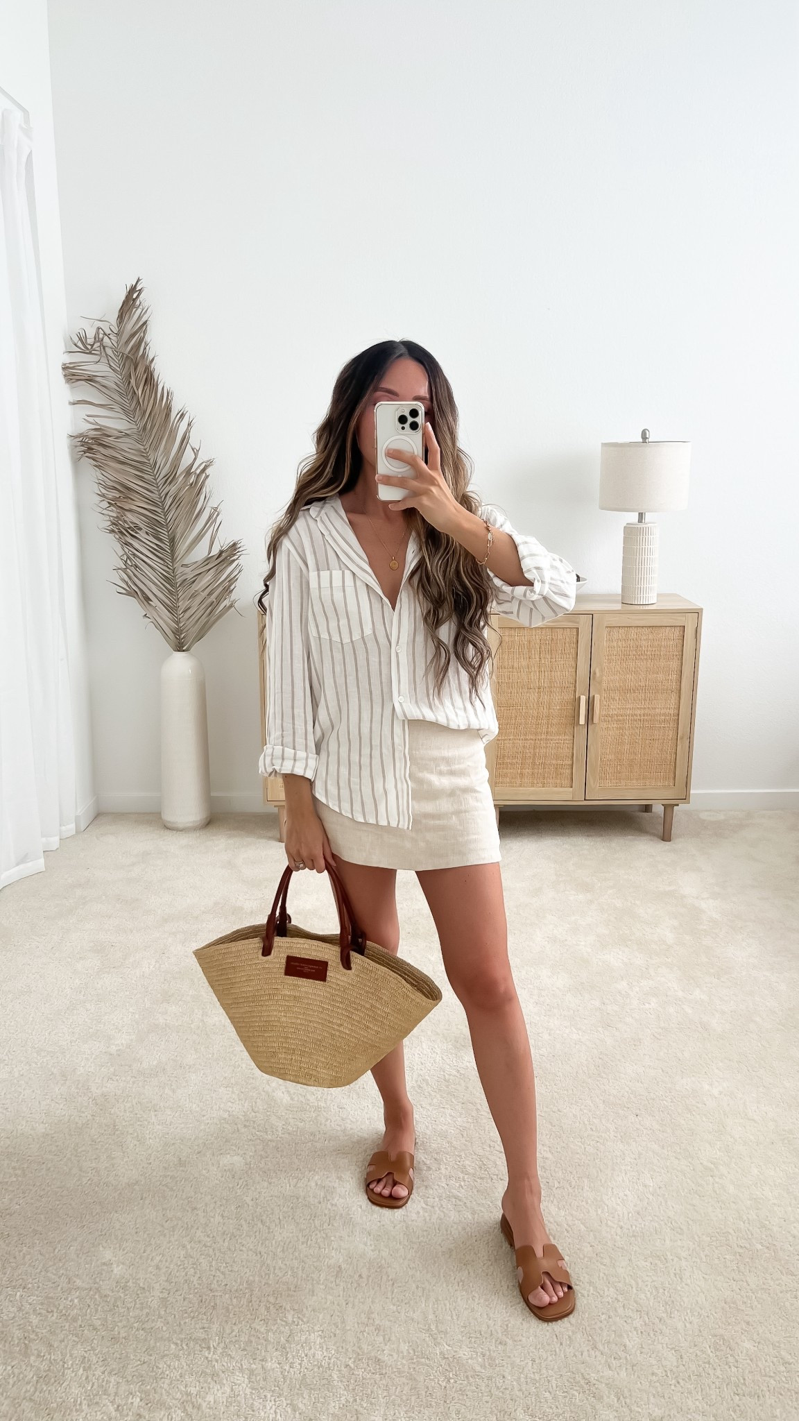 Casual summer outfit, chic summer outfit, elevated casual summer outfit, summer outfits, vacation outfits, european summer outfits, european summer outfit, resort outfits, travel outfits, beige linen skirt outfit, beige linen mini skirt outfit, skort outfit, button down shirt outfit, striped linen shirt, linen button down shirt, raffia bag, raffia tote bag, sezane bag, sezane raffia basket bag, sezane raffia bag, sezane raffia tote, basket bag, straw bag, straw tote, summer bag, summer tote, slide sandals, summer sandals, summer shoes, summer shoe trends, H&M, princess Polly, amazon fashion, amazon finds

#LTKSummerEdit
