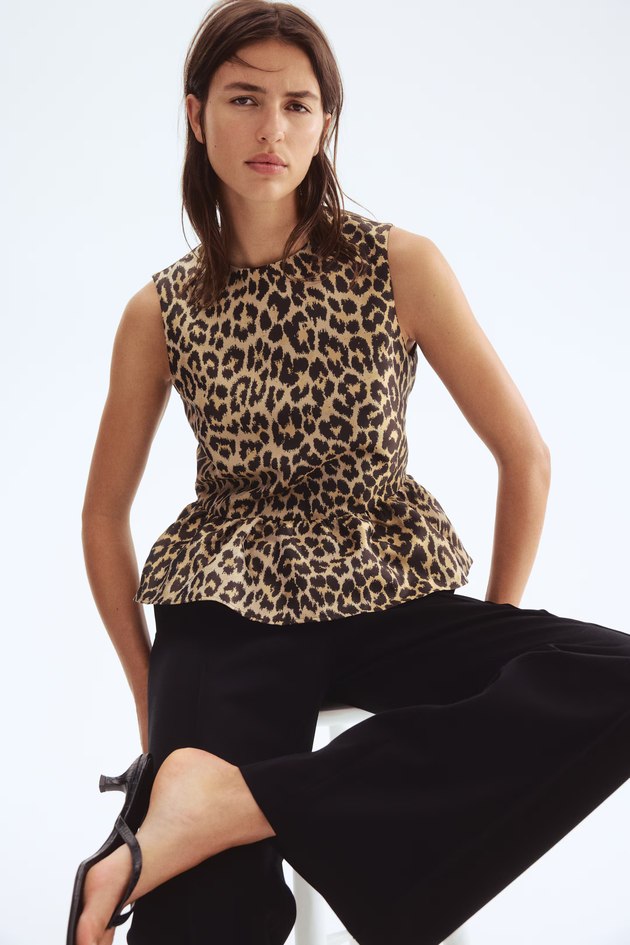 Jacquard-Weave Peplum Top | H&M (US + CA)
