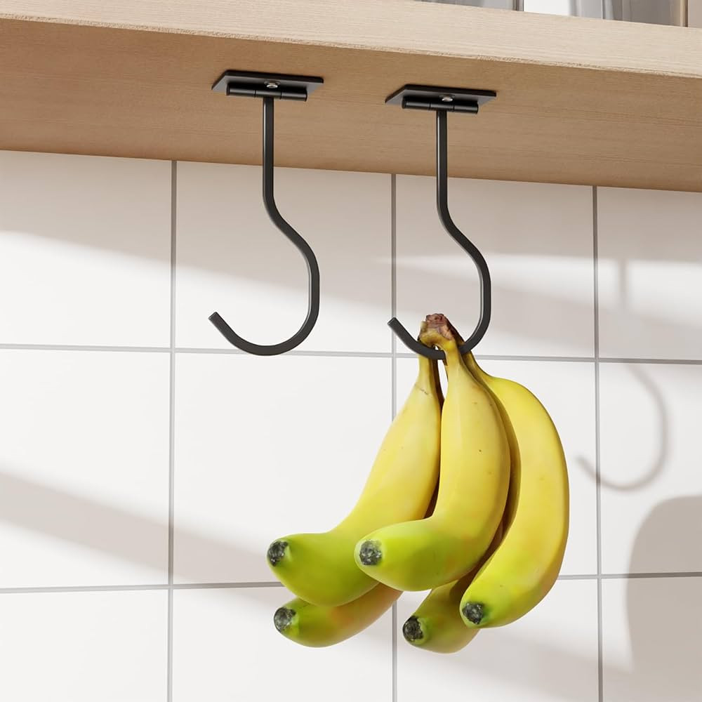 Metal Self Adhesive Under Cabinet Hook Banana Hanger Hook 2-Pack | Amazon (US)