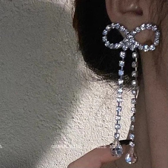 Bow Earrings-stunning Bow Earrings 925 Silver Needles Party - Etsy | Etsy (US)