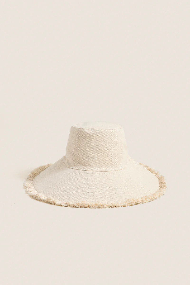 Natural Custom Fringed Canvas Packable Sunhat | Tuckernuck (US)