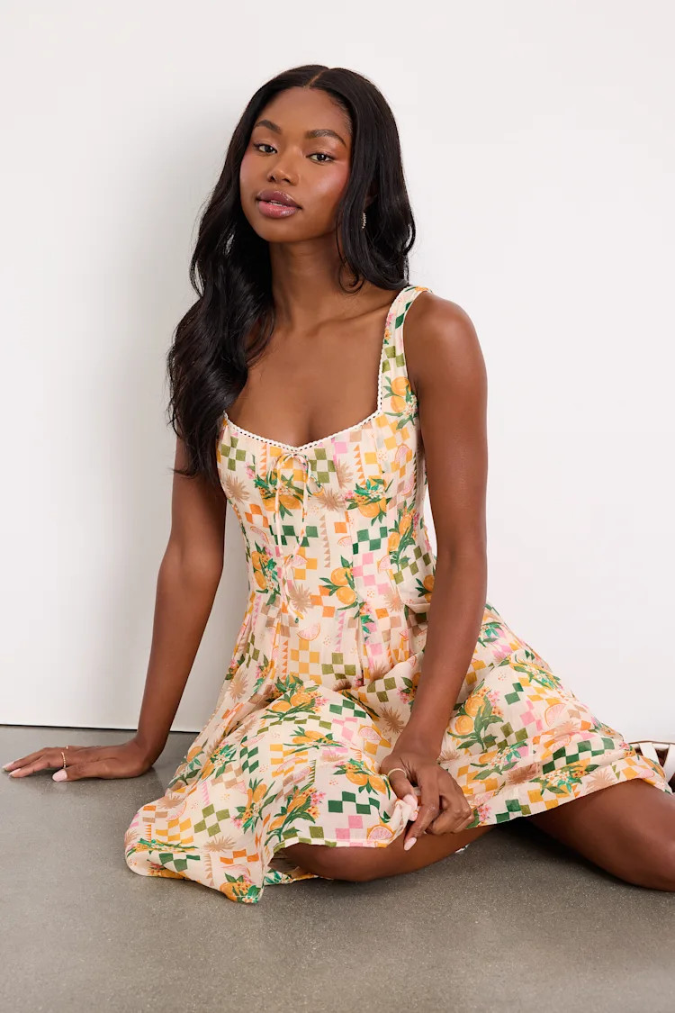 Anisa Cream Multi Print Sleeveless Midi Dress | Lulus