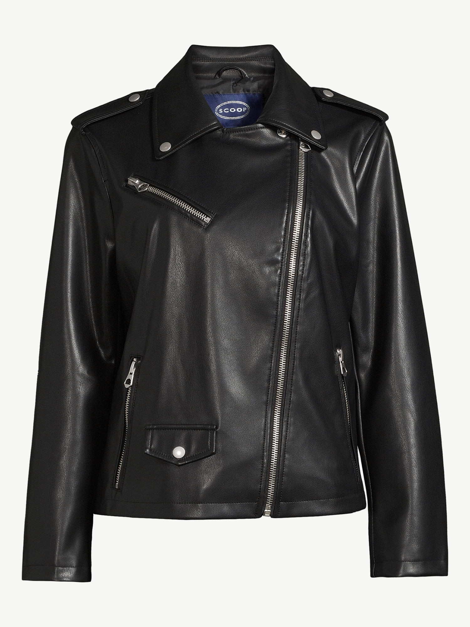 Scoop Women's Faux Leather Moto Jacket - Walmart.com | Walmart (US)