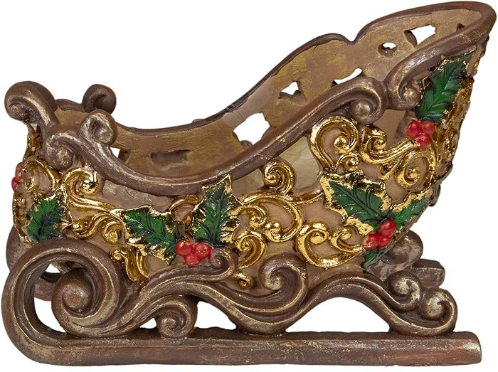 Northlight Sleigh Christmas Decoration - 8.75" - Brown and Gold | Amazon (US)