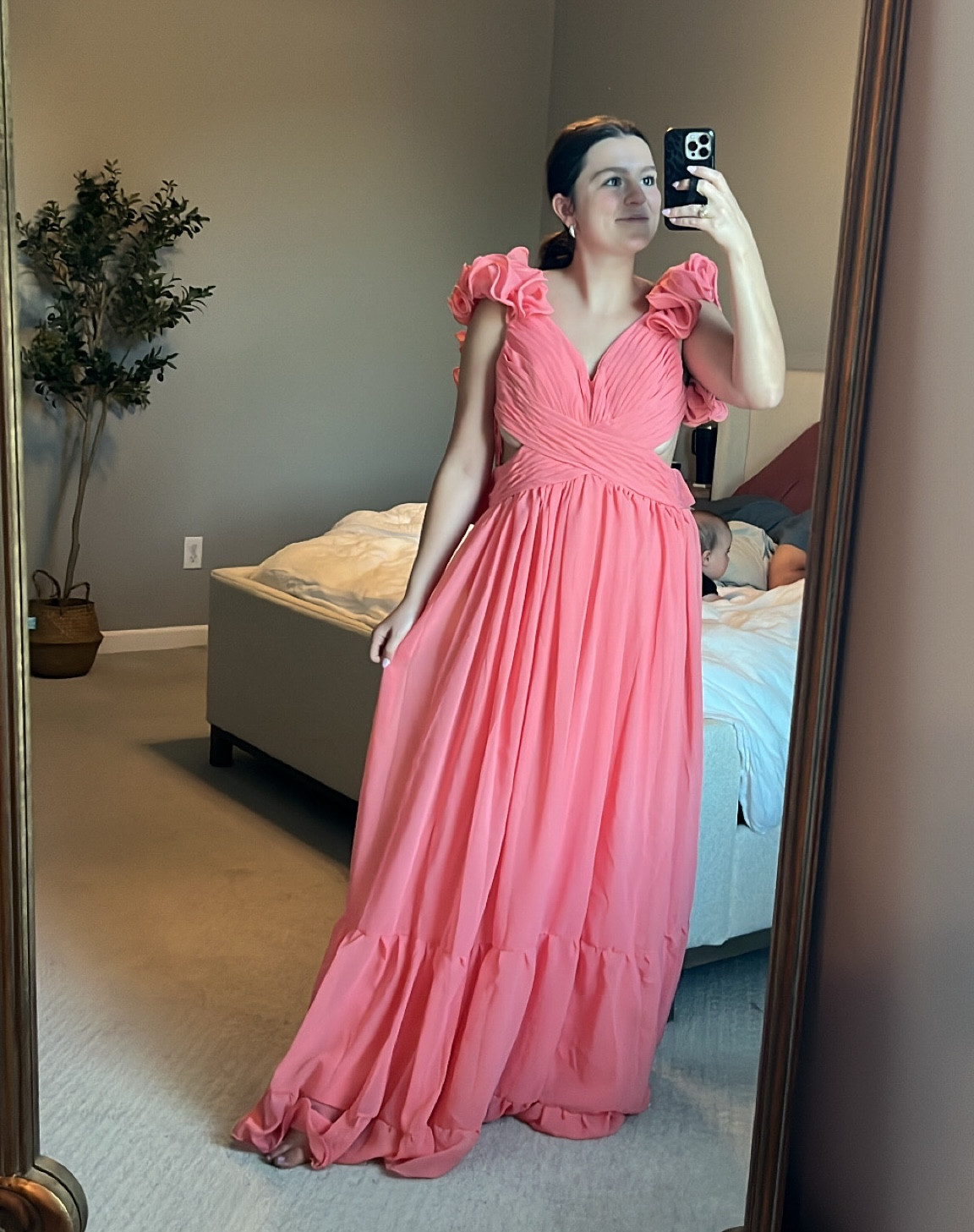 No words to describe this amazing Mac Duggal Chiffon Gown look alike! It comes in tons of colors too. This is the color *coral* and she is gorgeous. It is 2 sizes too small though. I am exchanging for a bigger size (this is size 6 but I am returning for size 10). It’s hard to say how the sizing is since I’m still trying to figure out my post Partum bod, but I think I would say size up?

Chiffon dress / maxi dress / formal dress / elegant dress / floor length dress / formal gown / prom dress / bridesmaid dress / designer inspired dress / designer look alike / designer dupe / ruffle sleeve dress / ruffle tiered dress / wedding guest dress / formal wedding guest dress / Italy wedding dress / amazon dress / amazon wedding guest dress / amazon formal dress / pink dress / designer look alike / designer dress 

#LTKstyletip #LTKwedding