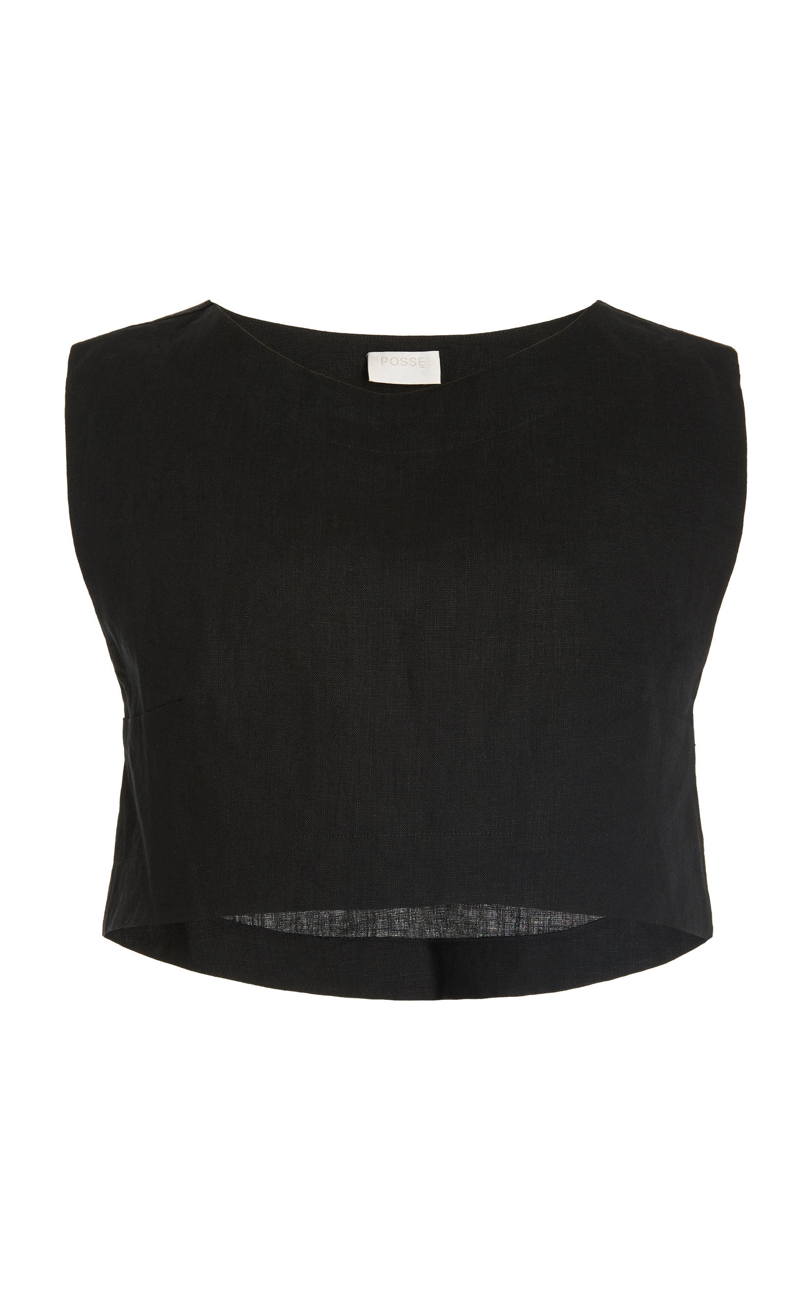 Posse - Exclusive Martina Linen Crop Top - Black - L - Moda Operandi | Moda Operandi (Global)