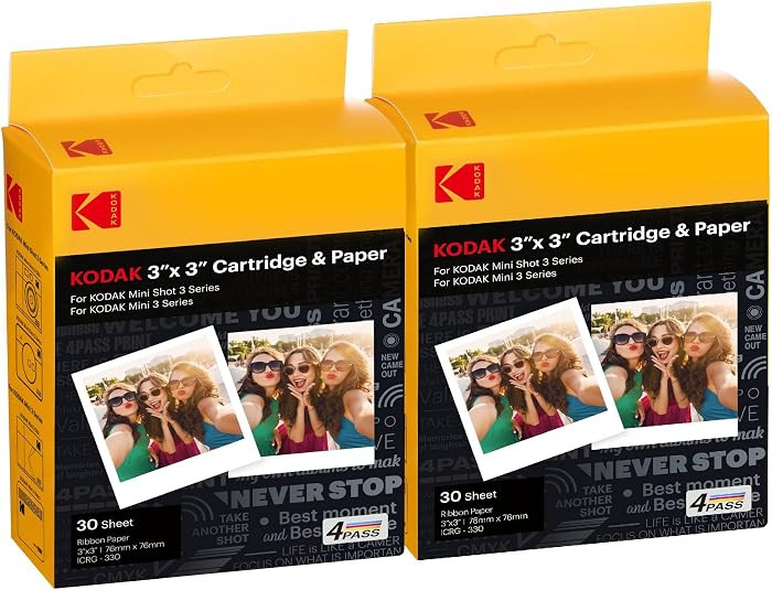 KODAK 4PASS 7.5 x 7.5 cm Film Cartridge (60 Sheets) for KODAK Mini 3 Retro and Mini Shot 3 Retro | Amazon (US)