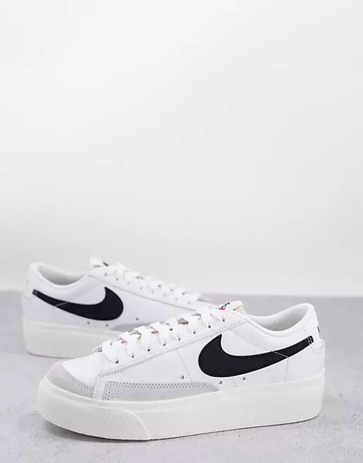 Nike Blazer Low Platform trainers in white and yellow | ASOS (Global)