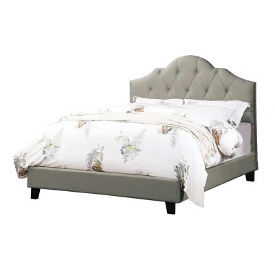 Full Size Bed With Upholstered Headboard, Grey Fabric, Bedroom Comfort Modern Bed, Arch Headboard And Wood Frame | Wayfair North America