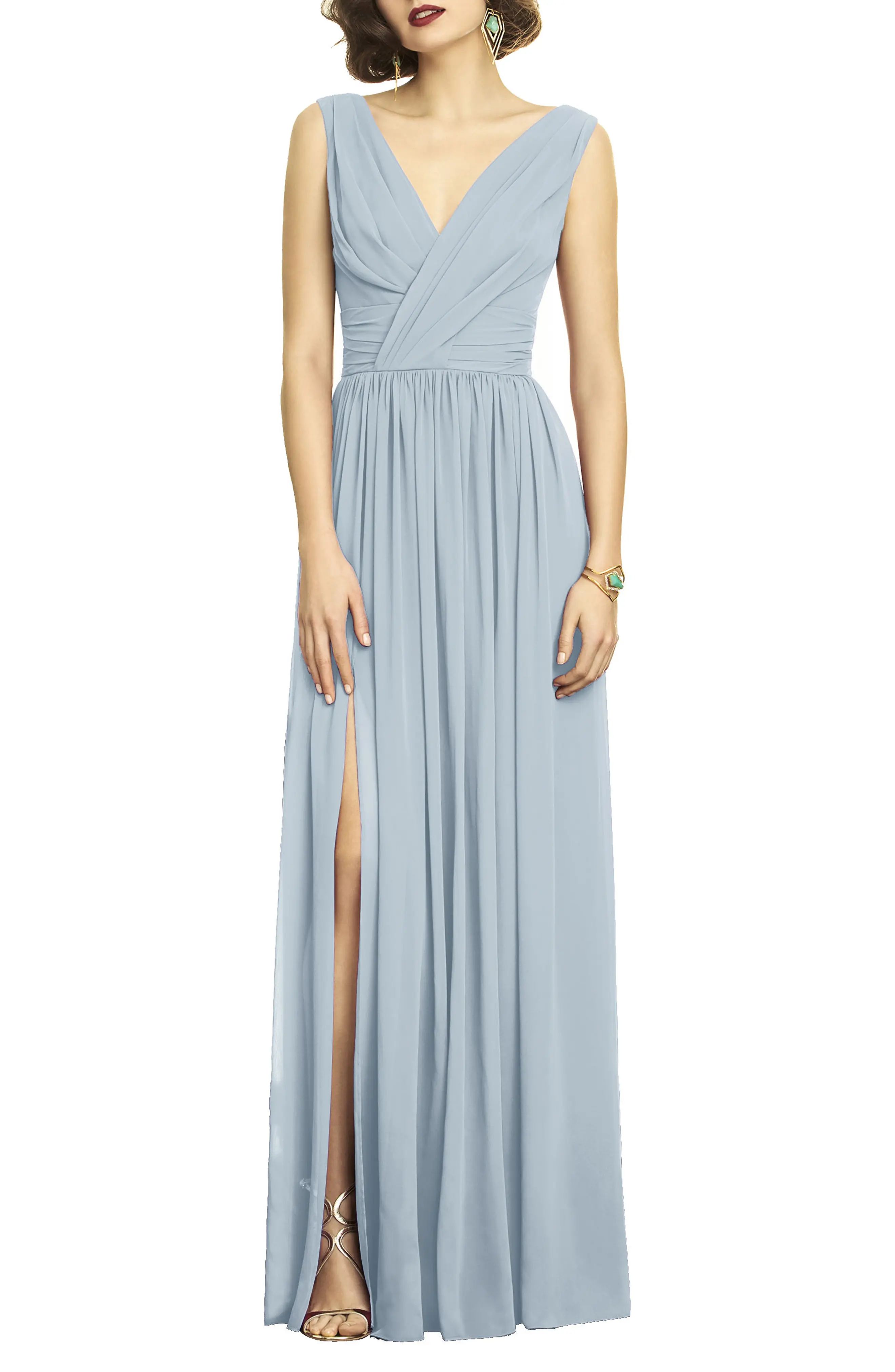Dessy Collection Surplice Ruched Chiffon Gown | Nordstrom