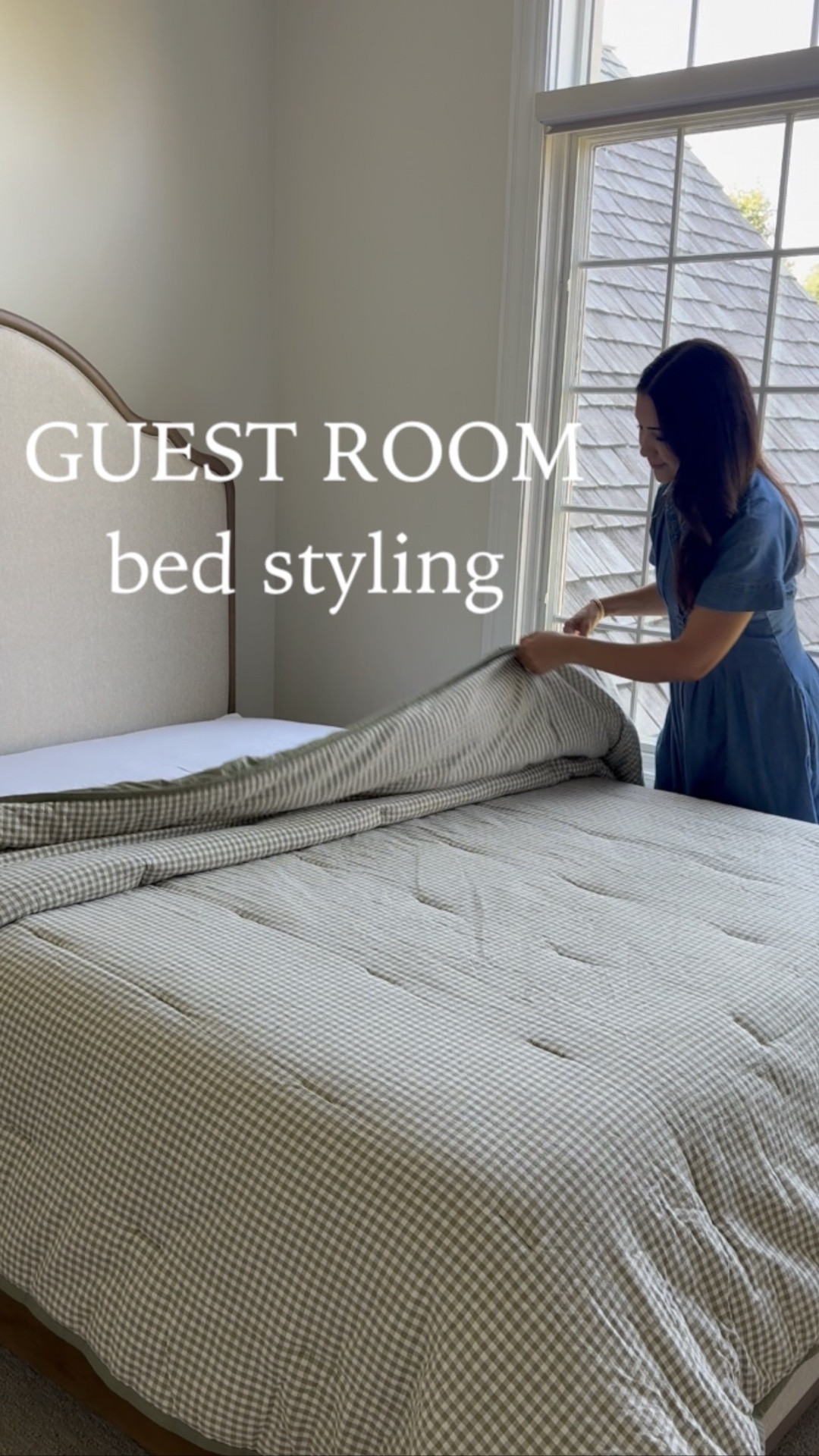 Guest Room Bed Styling 😌☁️ I love to stick to all white bed sheets, for me, it’s easy to wash because I can bleach them and add some color in the bedding. Here I used a gingham comforter from Target I originally got it for my bed but realized it was too small for a King bed but fit perfect on this Queen bed here! I layered in two sets of standard pillows, 2 scalloped throw pillows, and floral lumbar in front. At the edge, added my favorite knit blanket. I’ll share how I set up the other side of the room next 💛 what do you think of it?

#LTKHome