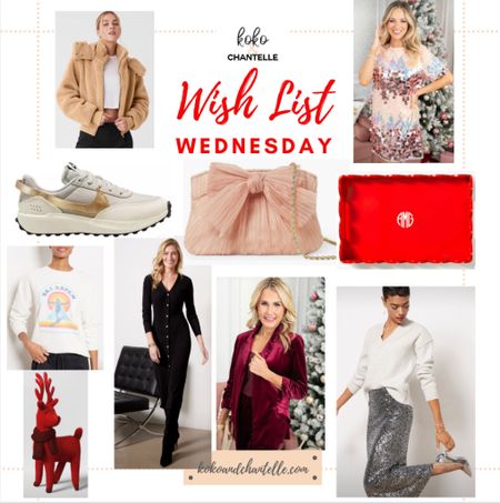 Hey Hey, it’s our favorite day! #wishlist Wednesday is here! So…Kate and I were out and about shopping yesterday and there’s already NYE stuff out. I’m like, I haven’t even finished decorating for Christmas yet! It’s like we can’t even get through one holiday before moving on to the next. Well, I’d like to slow down and enjoy the holidays as they come and not rush on to the next thing. It’s hard in the world we live in but it’s exhausting. Anyone else? Here’s some fun holiday looks for those upcoming parties and also some casual relaxing clothes for running errands or just taking a walk with the family 

#LTKparties #LTKSeasonal #LTKHoliday