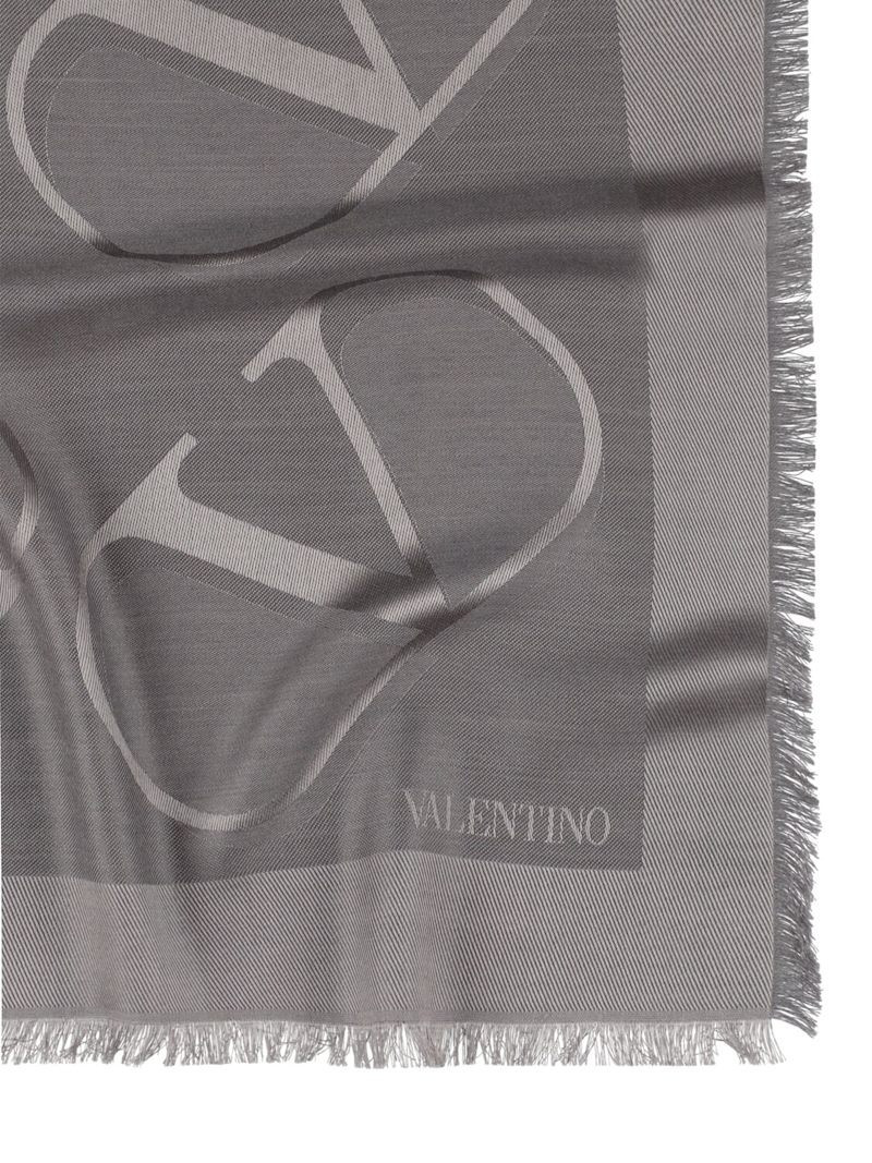 V Logo silk & wool scarf | Luisaviaroma