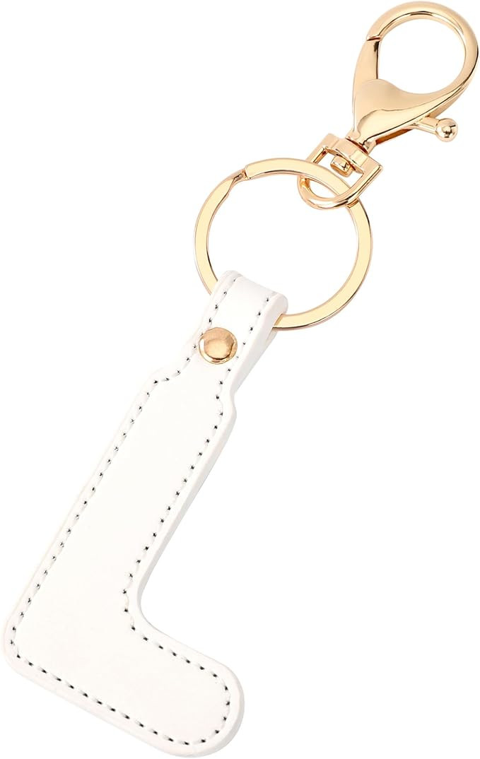 Junyuerly Initial letter Keychains for Women,Pink Blue White Coffee Leather Key Chain Cute Bag Ch... | Amazon (US)