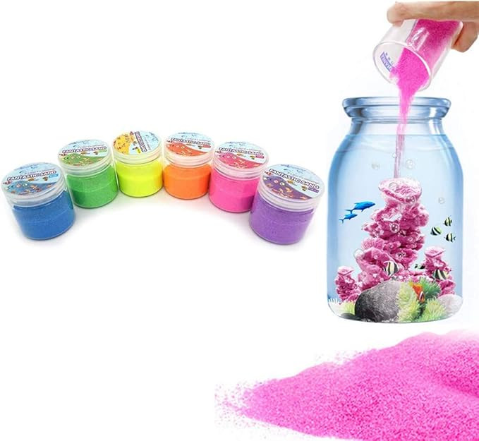 JULAN 6 Pack Magic Sand - Space & Colored Sand Toys for Kids & Adults - 6 Colors | Amazon (US)