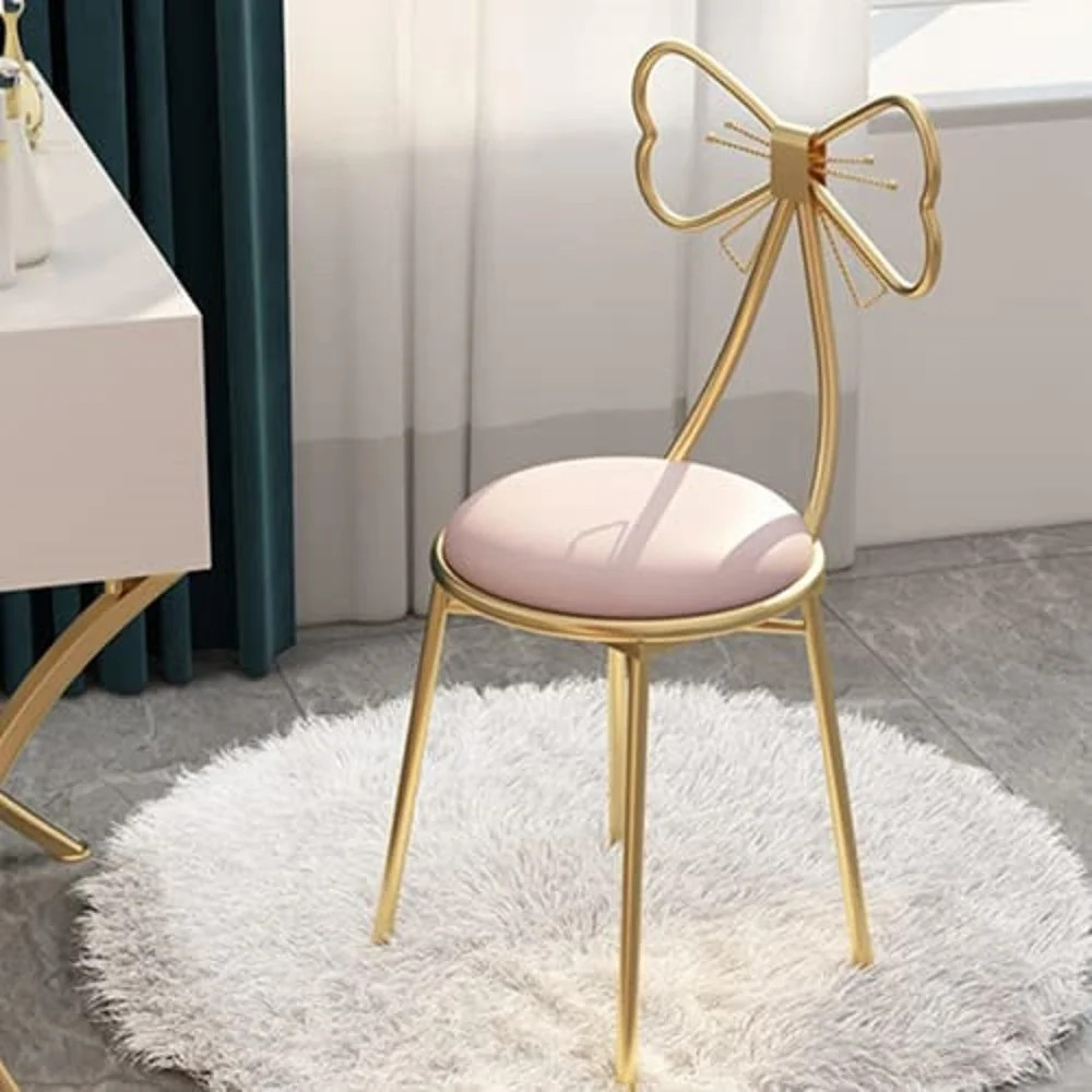ANQIDI Light Pink Butterfly Bow Tie Vanity Chair Modern Vanity Stool Velvet Cushion with Butterfl... | Walmart (US)