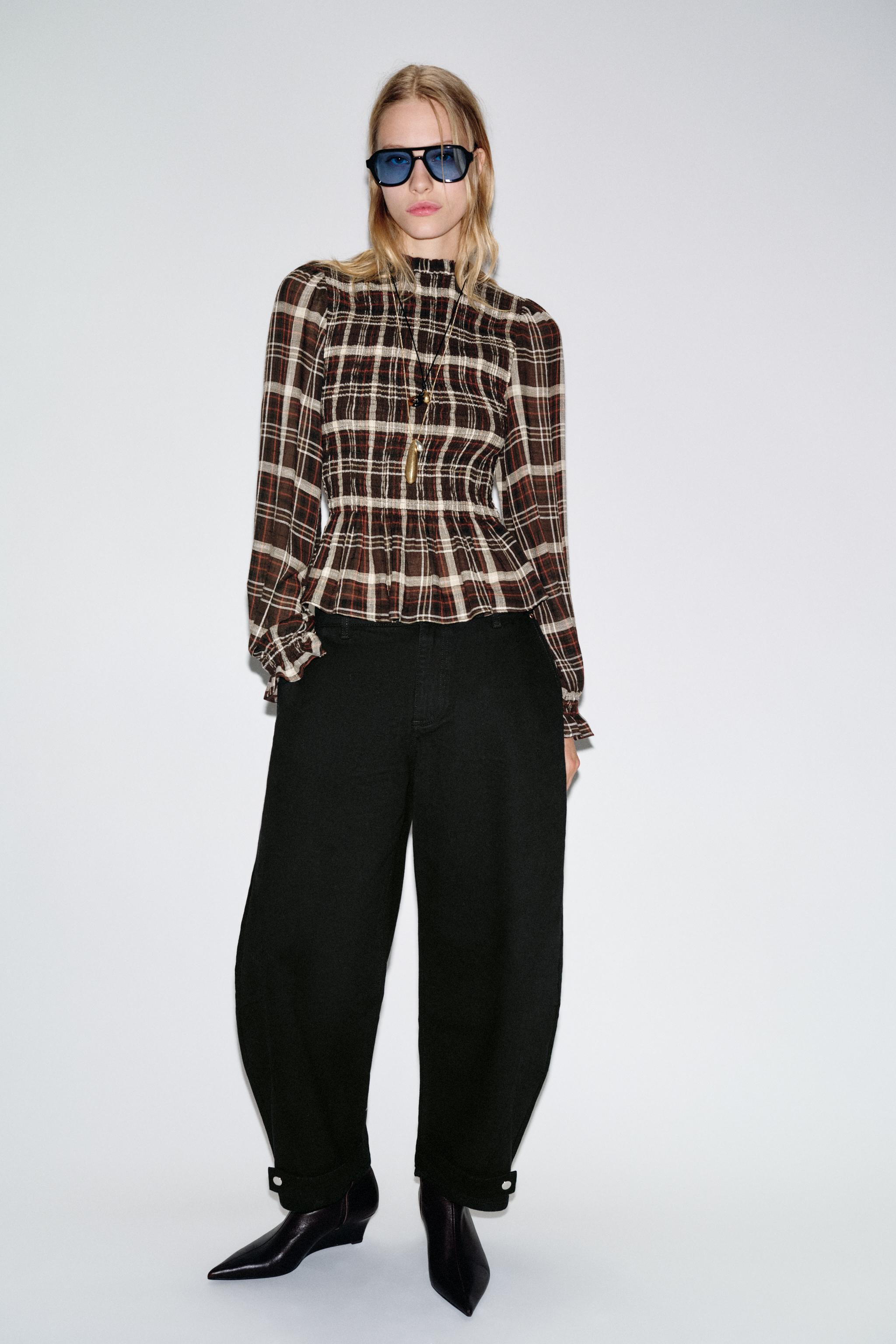 CHECK SMOCKED SHIRT | Zara UK