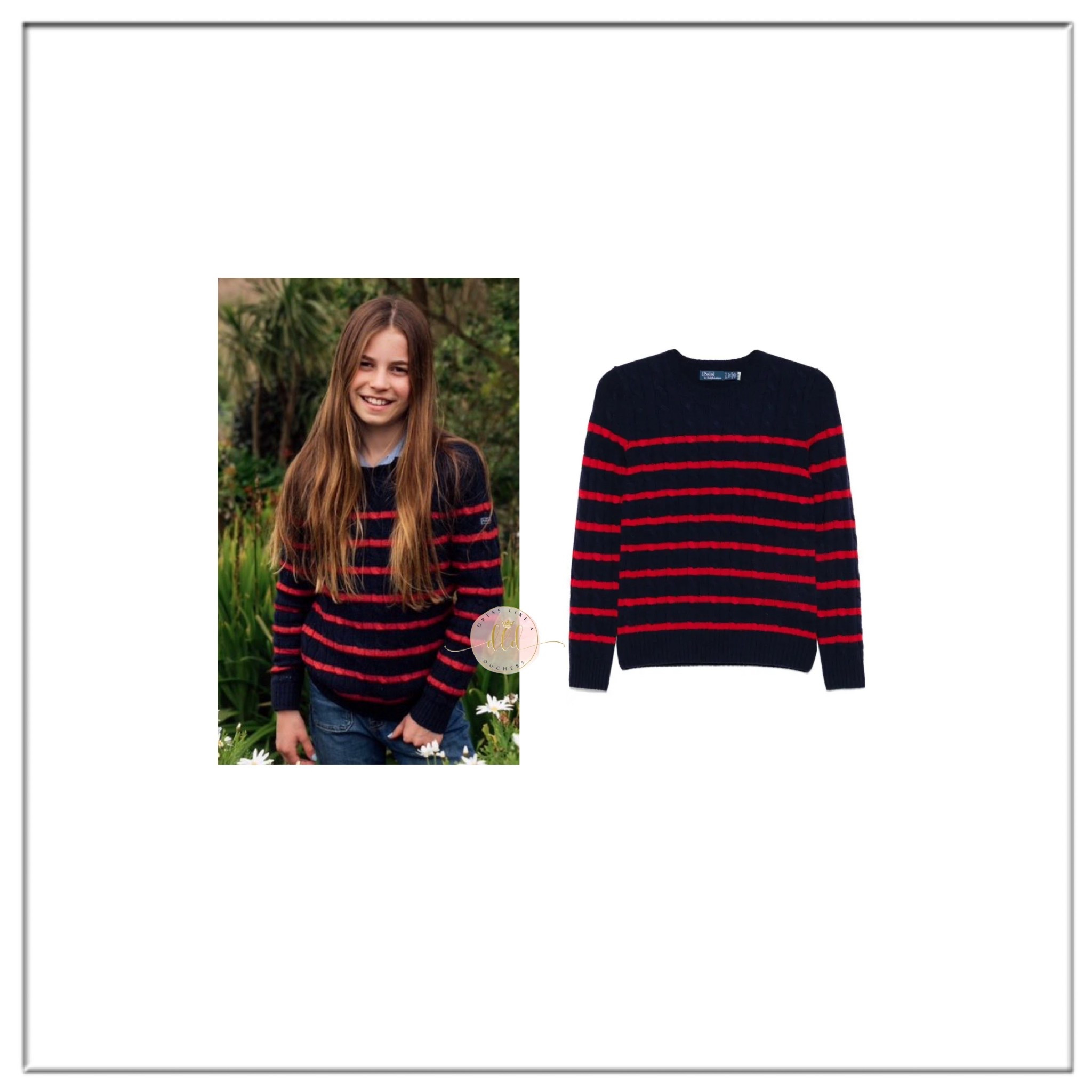 5/2/26 Princess Charlotte in her 11th birthday portrait wearing Ralph Lauren cable knit sweater 