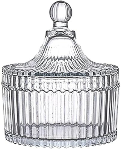 FTOF Glass Candy Storage Box Clear Sugar Dish With Lid Crystal Covered Candy Bowl Apothecary Food Buffet Container Holder | Amazon (US)