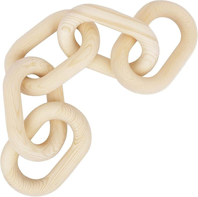 Wood Chain Link Decor – Hand Carved 5-Link Wood Knot Wooden Decorative Chain, 22in Rustic Wood ... | Amazon (US)