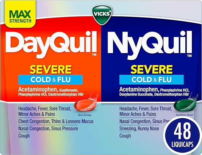Vicks DayQuil & NyQuil SEVERE Co-Pack, Cold & Flu Medicine, Relief for Headache, Fever, Sore Thro... | Amazon (US)