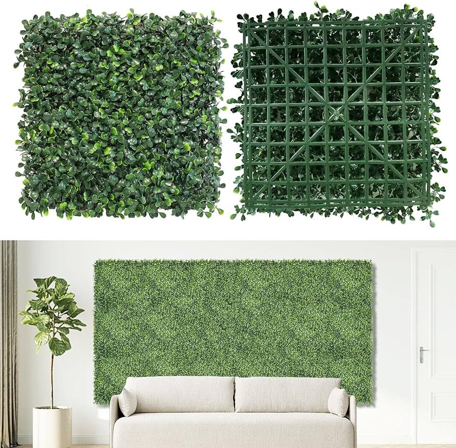 Artificial Grass Wall Panels Backdrop,10"x 10"(12Pcs) Faux Boxwood Panels for Outdoor Indoor Gree... | Amazon (US)