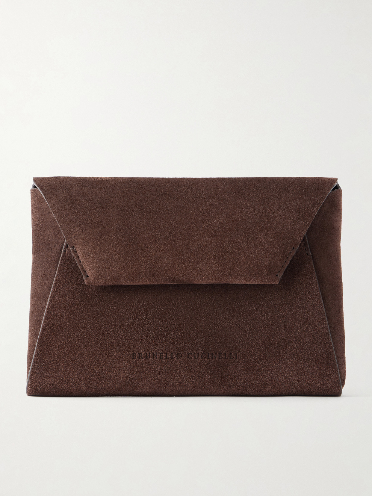 Brunello Cucinelli - Envelope Suede Mini Clutch - Brown | NET-A-PORTER (US)