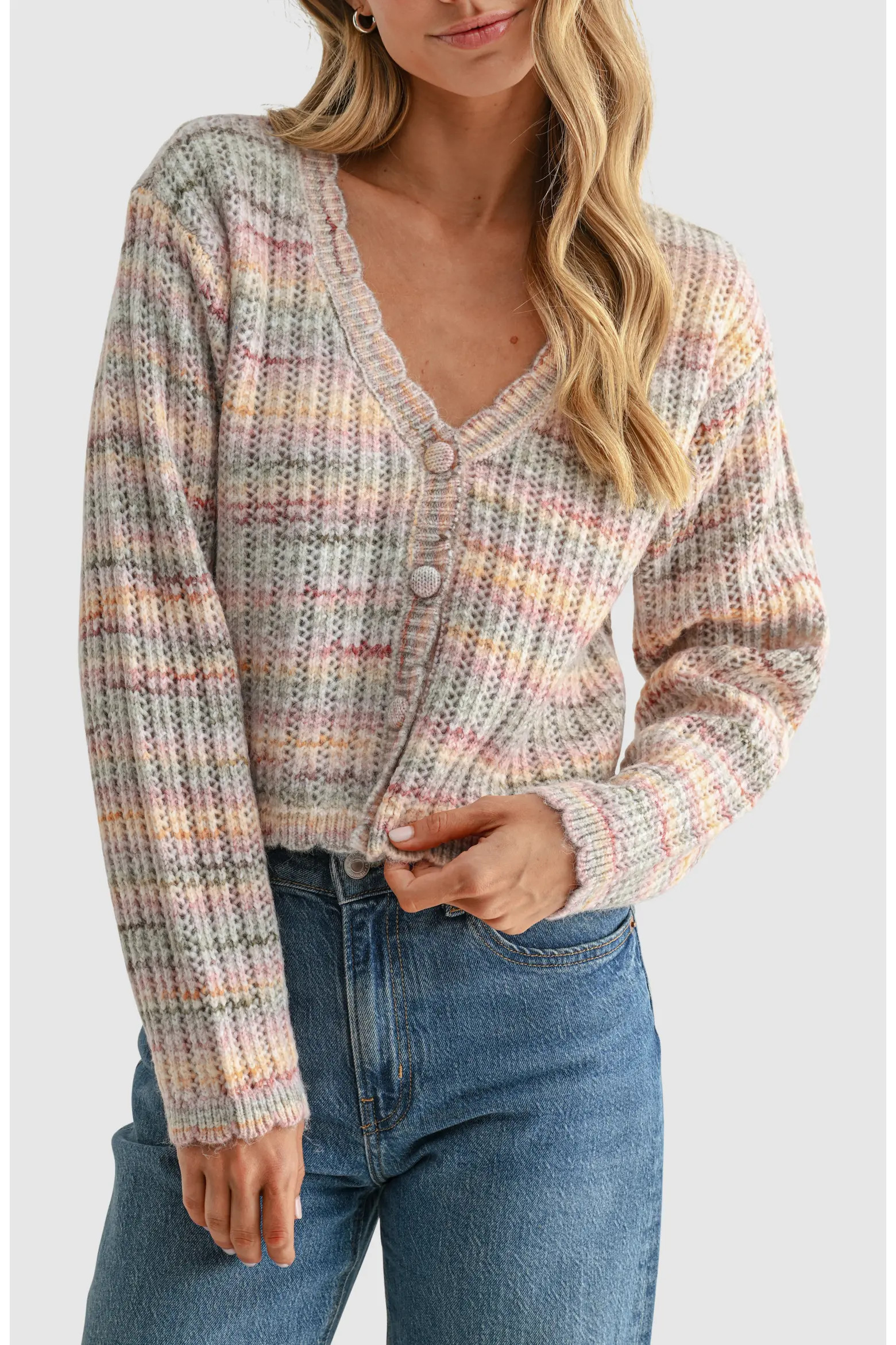 All in Favor Space Dye V-Neck Cardigan (Women) | Nordstrom | Nordstrom