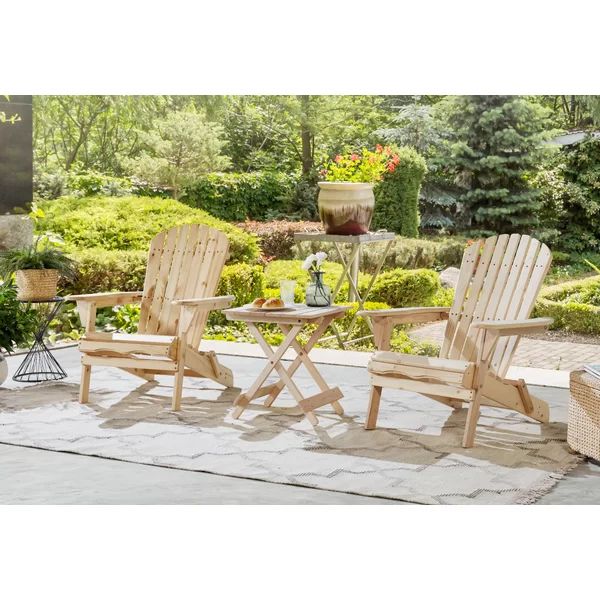 Debose Solid Wood Folding Adirondack Chair with Table | Wayfair North America